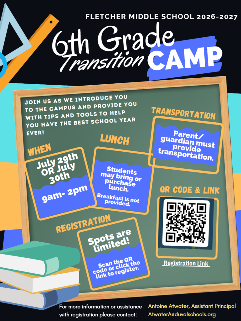 6th Grade Transition Camp. Register for either July 29th or July 30th.