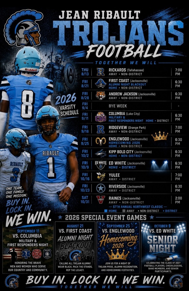 Jean Ribault High School Varsity Football Schedule 2026