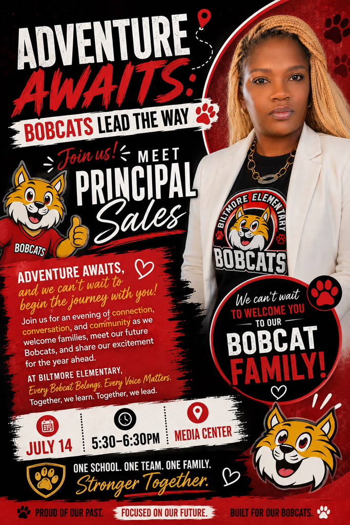 Meet the new Biltmore ES Principal on July 14th at 5:30pm in the school's Media Center