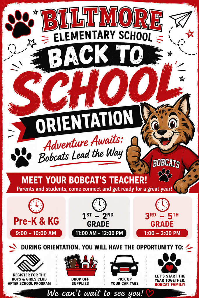 Biltmore ES Back to School Orientation is Thursday, August 6th