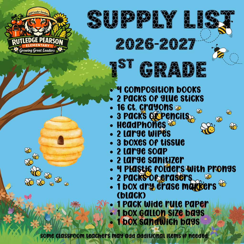 1st Grade Supply List 2026-2027