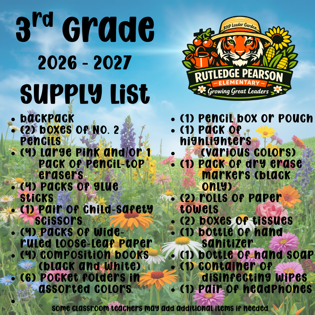 3rd Grade Supply List 2026-2027