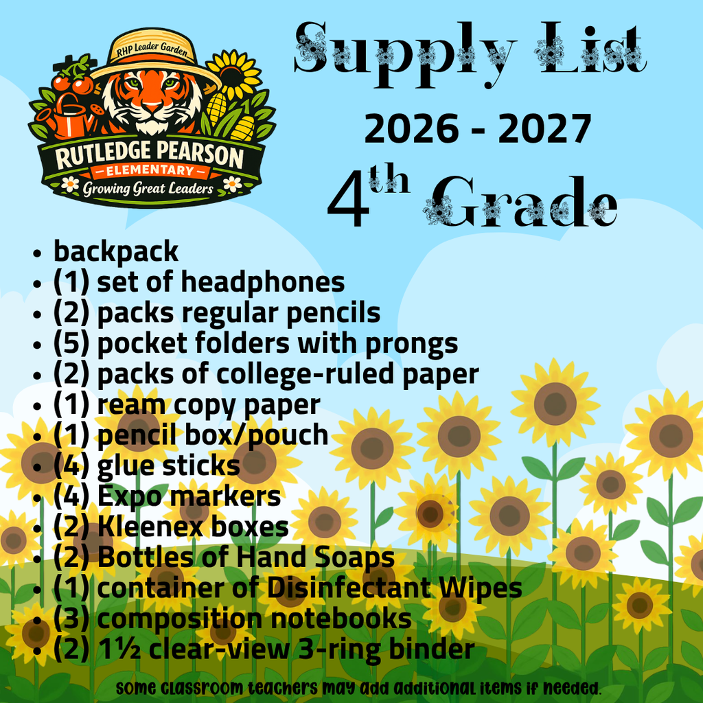 4th Grade Supply List 2026-2027