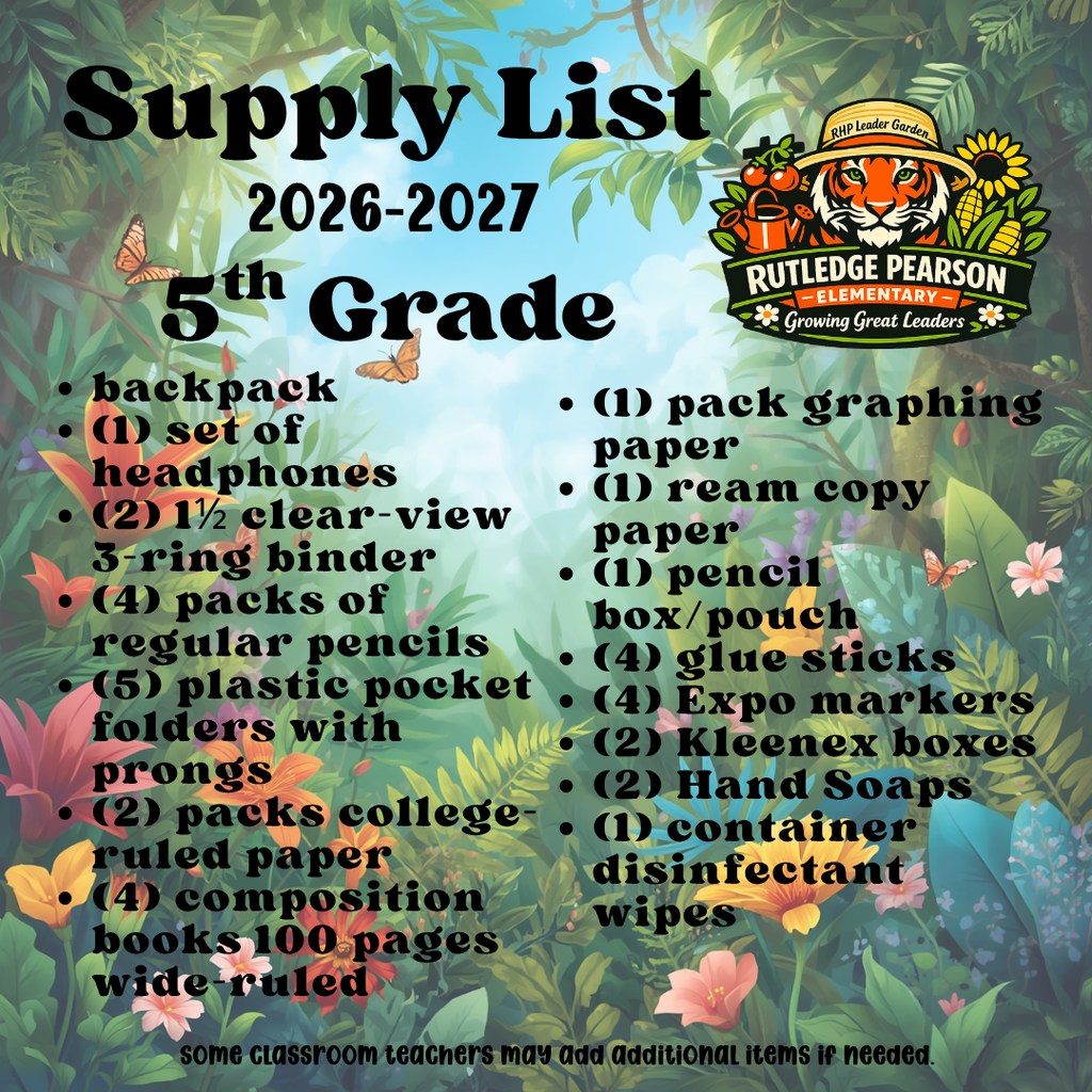 5th Grade Supply List 2026-2027