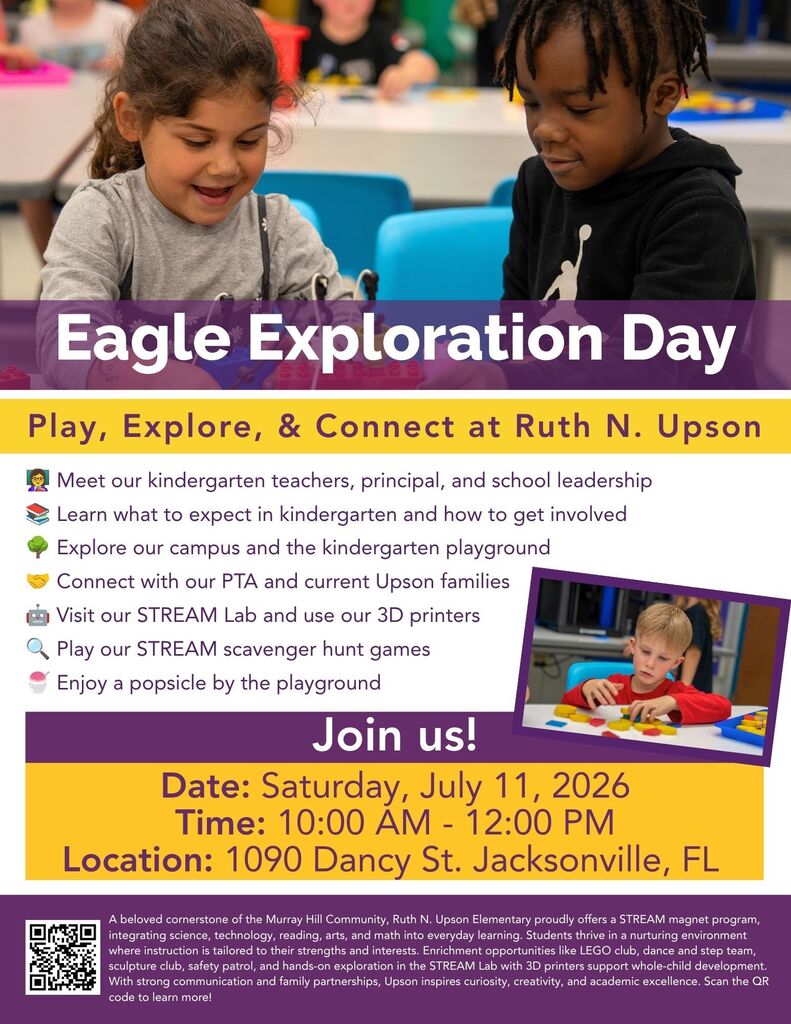 Eagle Exploration Day. Saturday July 11 from 10am - 12pm. 1090 Dancy St. Jacksonville, FL