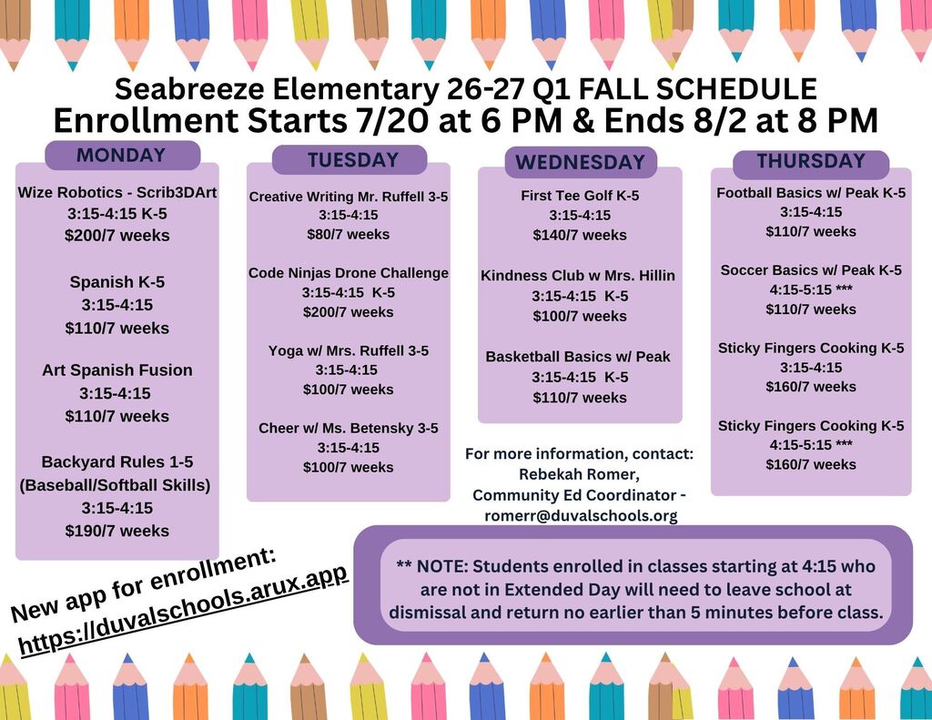 Community Ed Fall 2026 Schedule