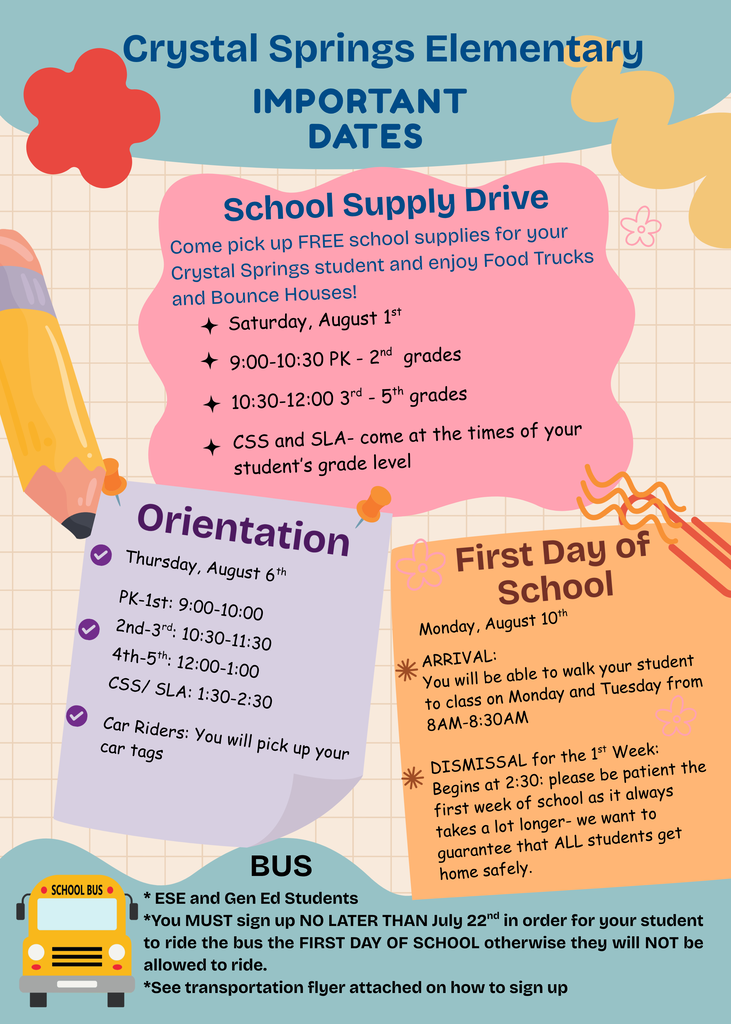 Orientation and First Day Arrival and Dismissal Information