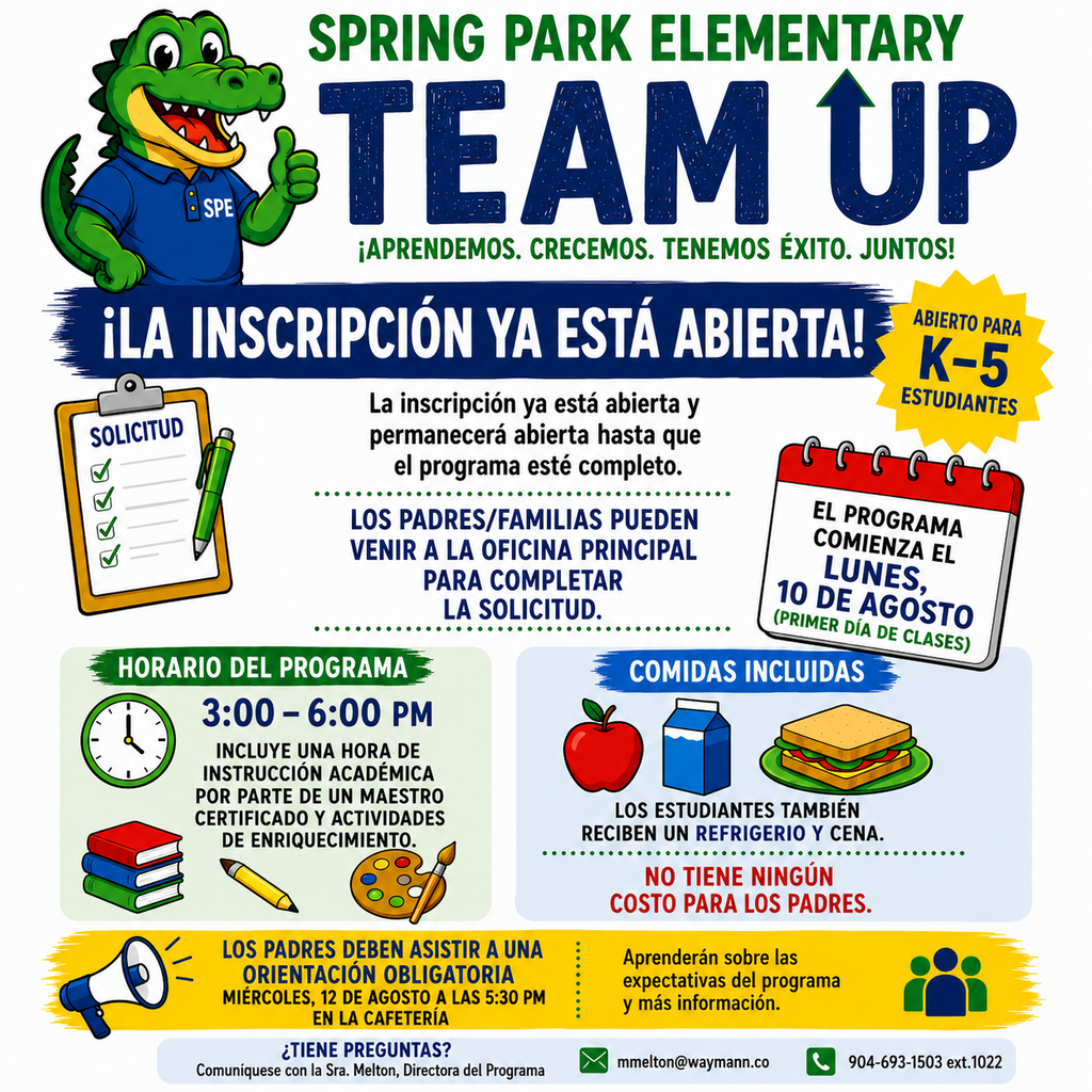 TEAM UP Registration Flyer (Spanish)