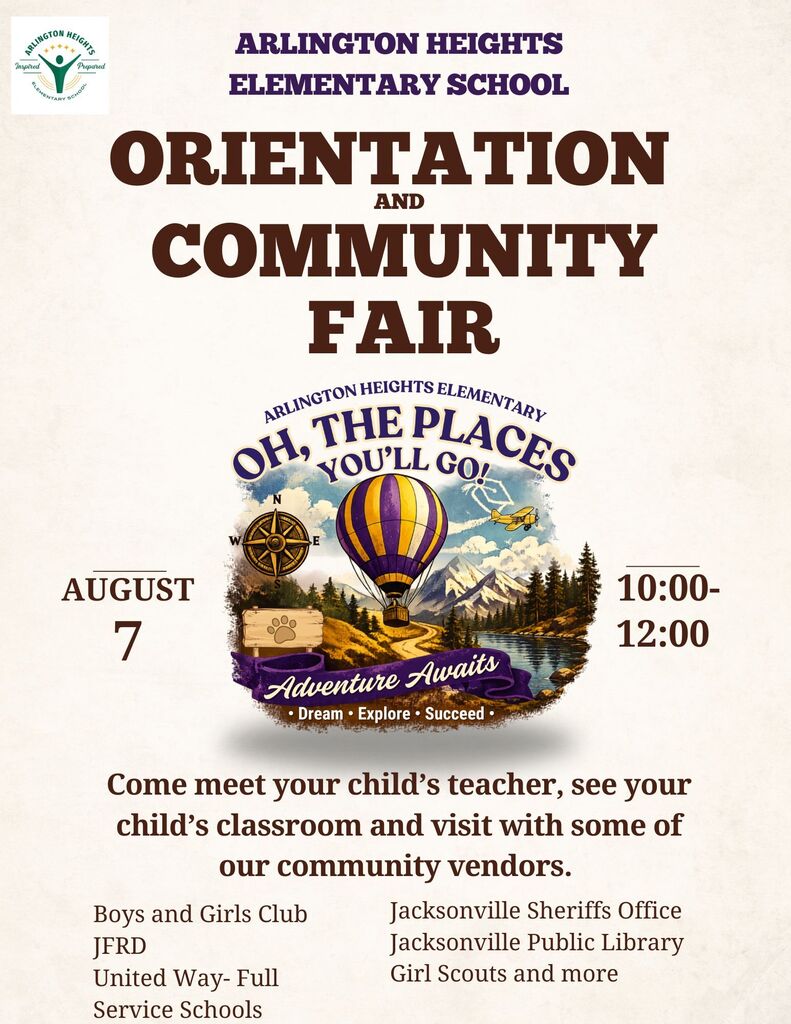 Orientation and Community at Arlington Heights on Friday, August 7, 2026, from 10AM- 12PM.