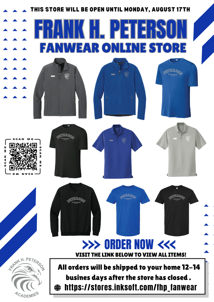Peterson Fanwear Items and QR Ordering Code