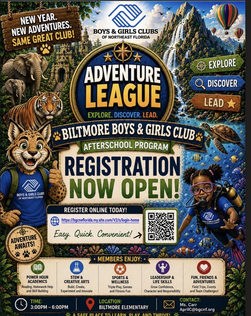 Boys and Girls Club registration fluer with animals and girl swimming