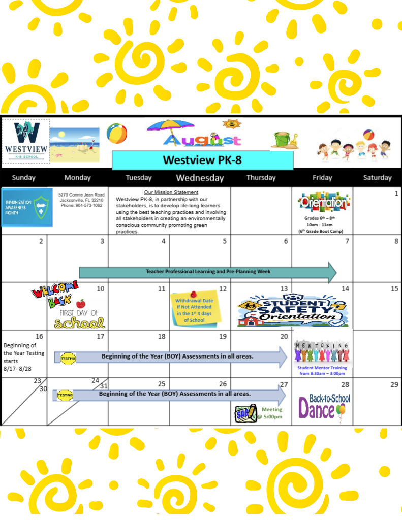 August calendar