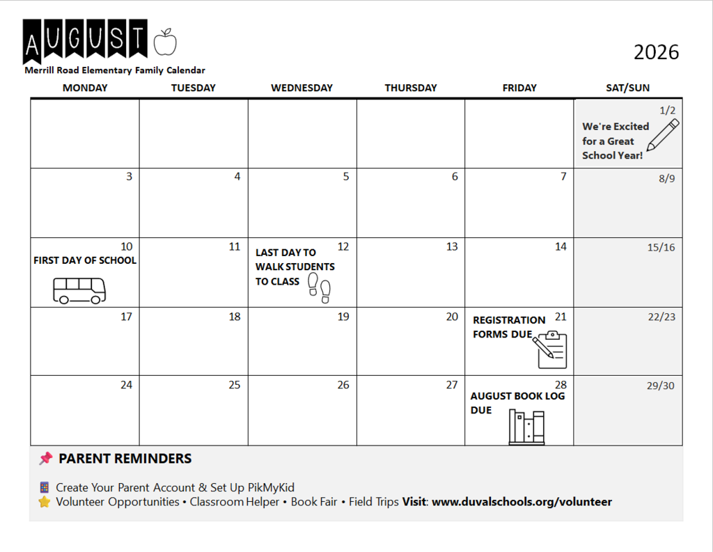 August Calendar 