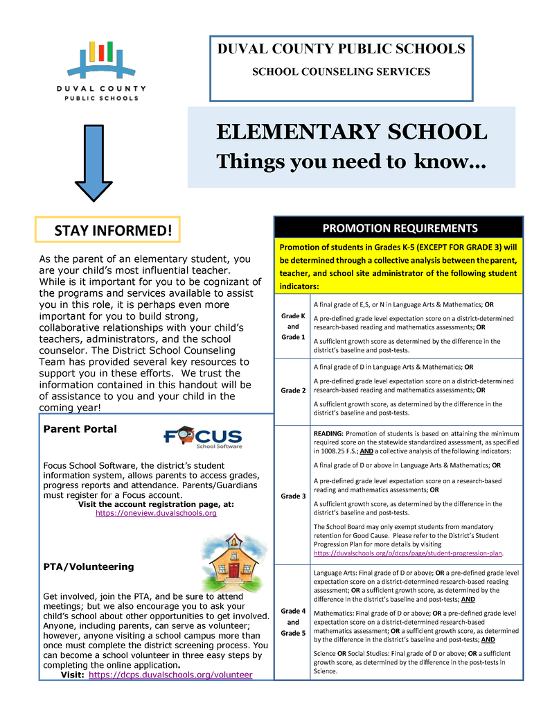 An informational page with a blue and yellow border. It contains text and icons, including a downward arrow and a house icon.