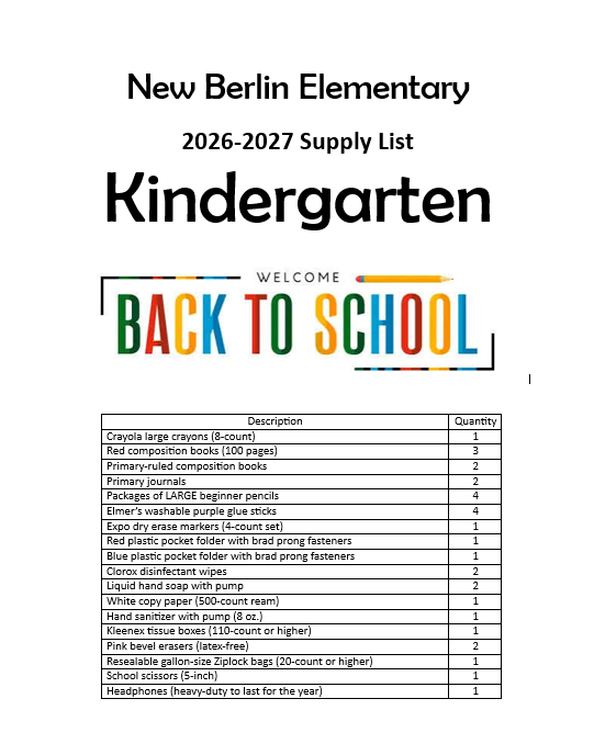 back-to-school supply list for kindergarten