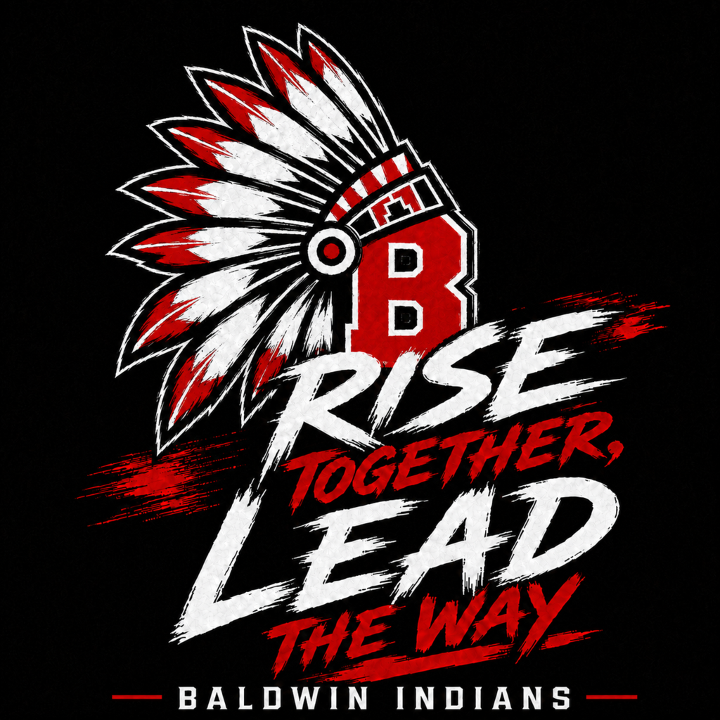 A black background features a bold design with the phrase "RISE TOGETHER, LEAD THE WAY" in white.