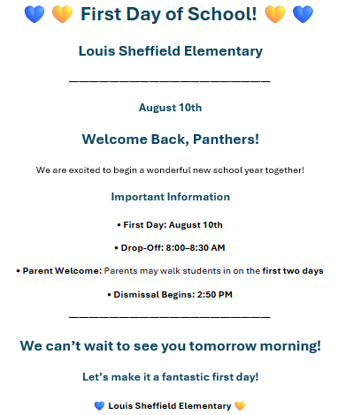 First Day of School