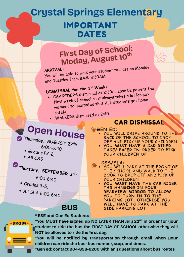 First Week of School Info