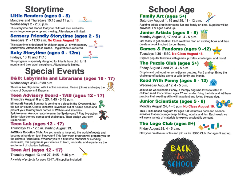 Pablo Creek Library -August Calendar
