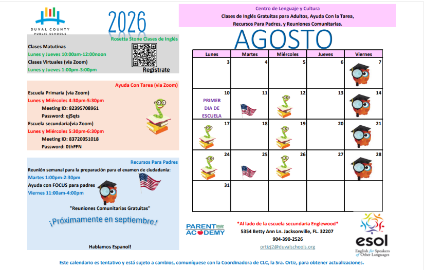 Aug Spanish Calendar