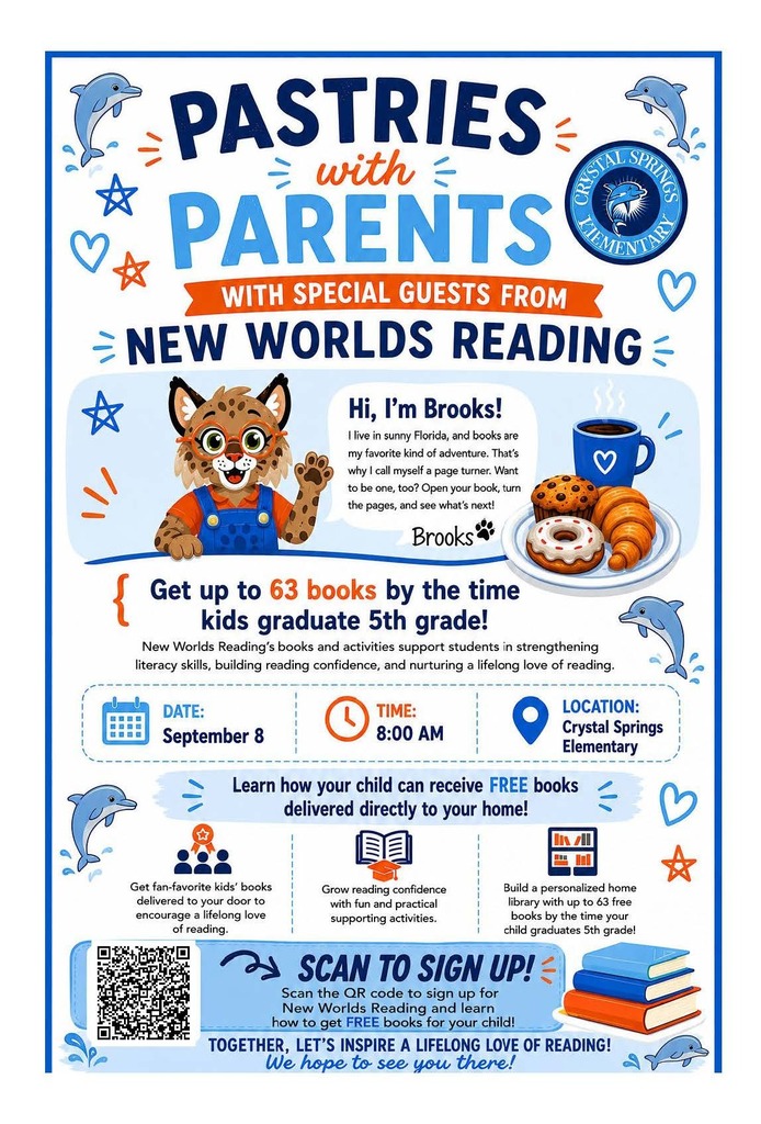  "Pastries with Parents" with New Worlds Reading on September 8th @ 8 AM