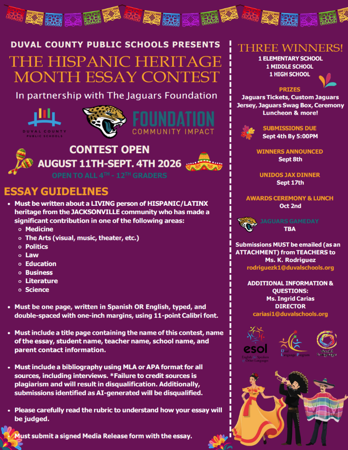 Requirements for the Hispanic Heritage Month Essay Contest
