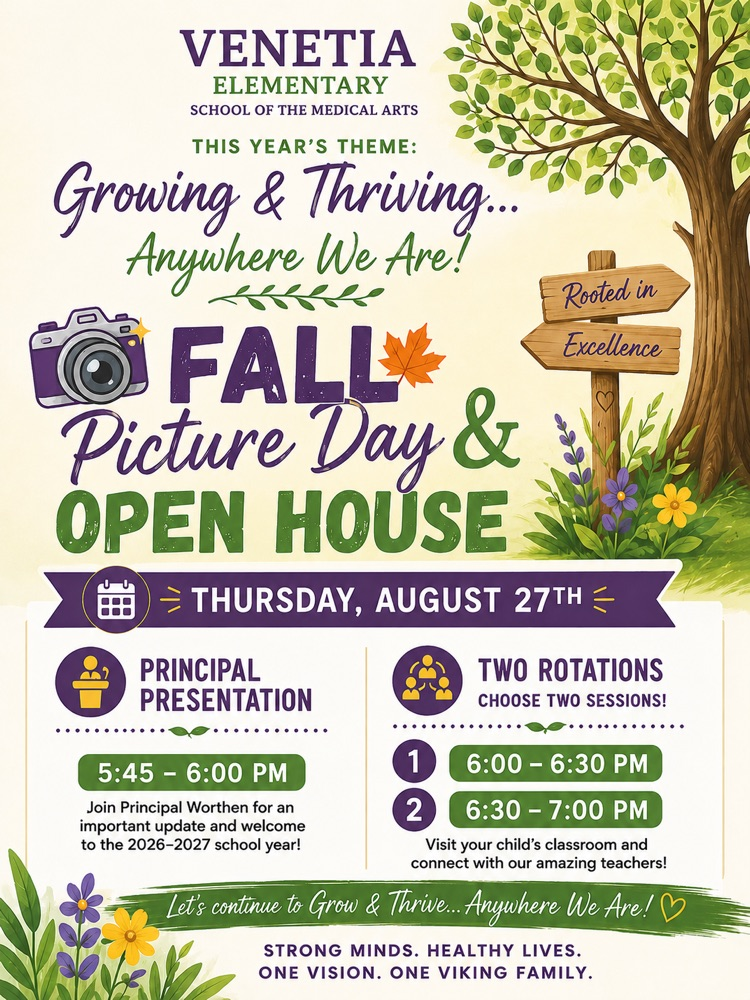 Thursday Aug 27 Fall picture day and open house