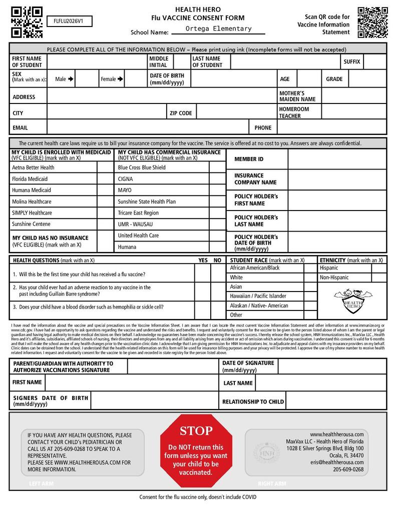 Flu consent form