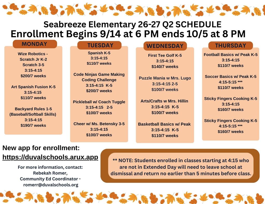 Community Ed Q2 Schedule