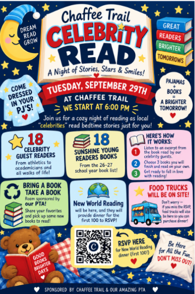 Celebrity Reader Night- Fun Family Event for prek - 5 students! 