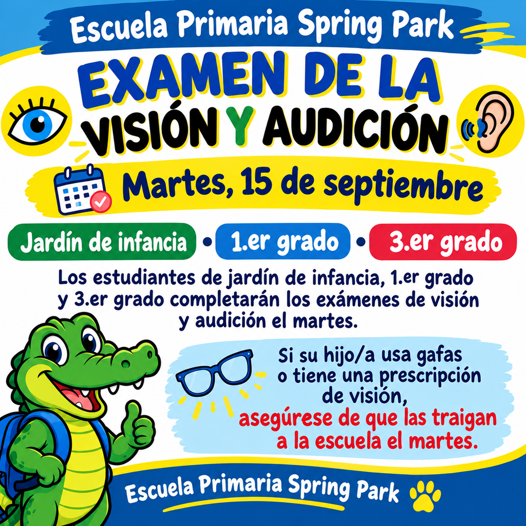 Vision & Hearing Screening UPDATE - Tues, Sept 15th