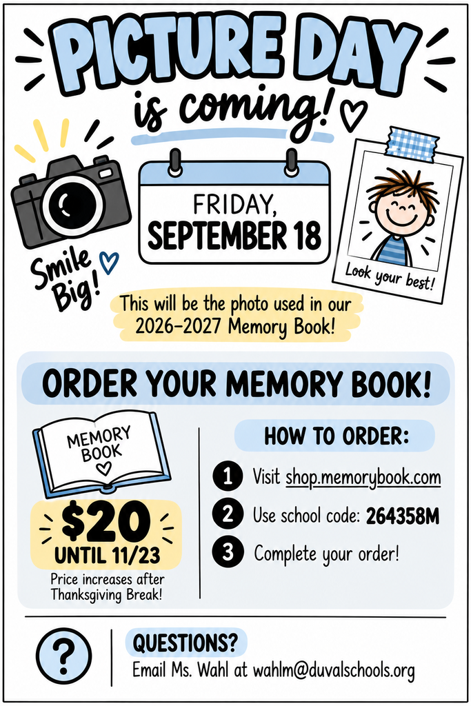 picture day reminder and memory book order