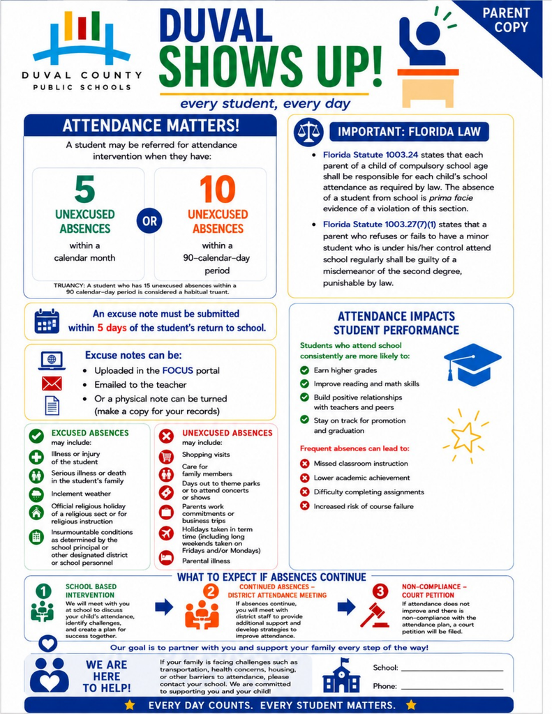 Duval Shows Up! DCPS Attendance Flyer (English)