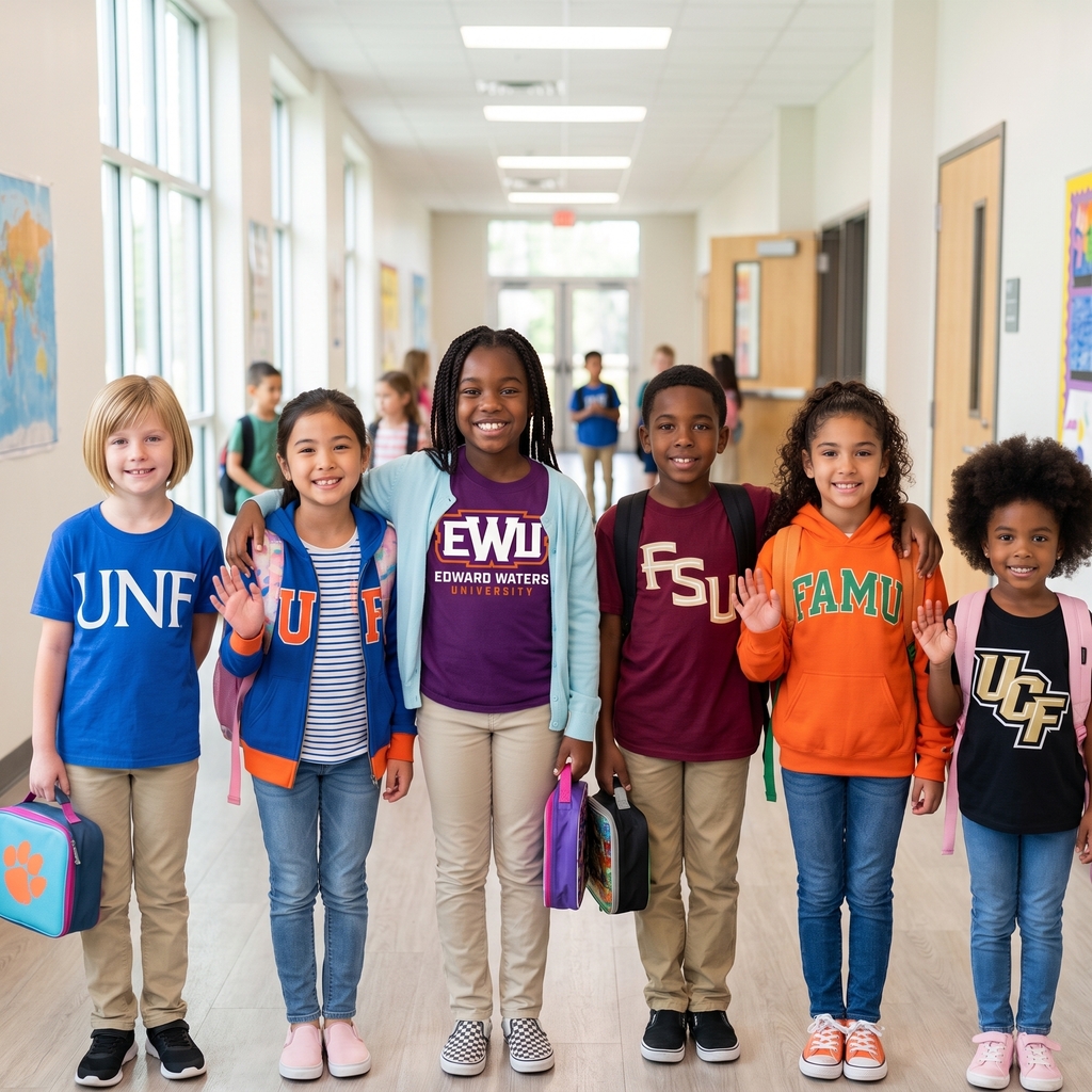 Students with Florida College and University Paraphernalia