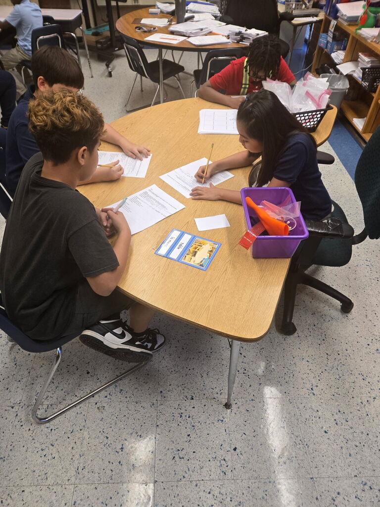 5th graders working from old fashioned bins when the wifi went out