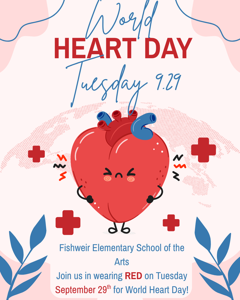 Heart-shaped graphic with blue tubes and red heart outlines on a pink background. Text reads "World Heart Day Tuesday 9.29."