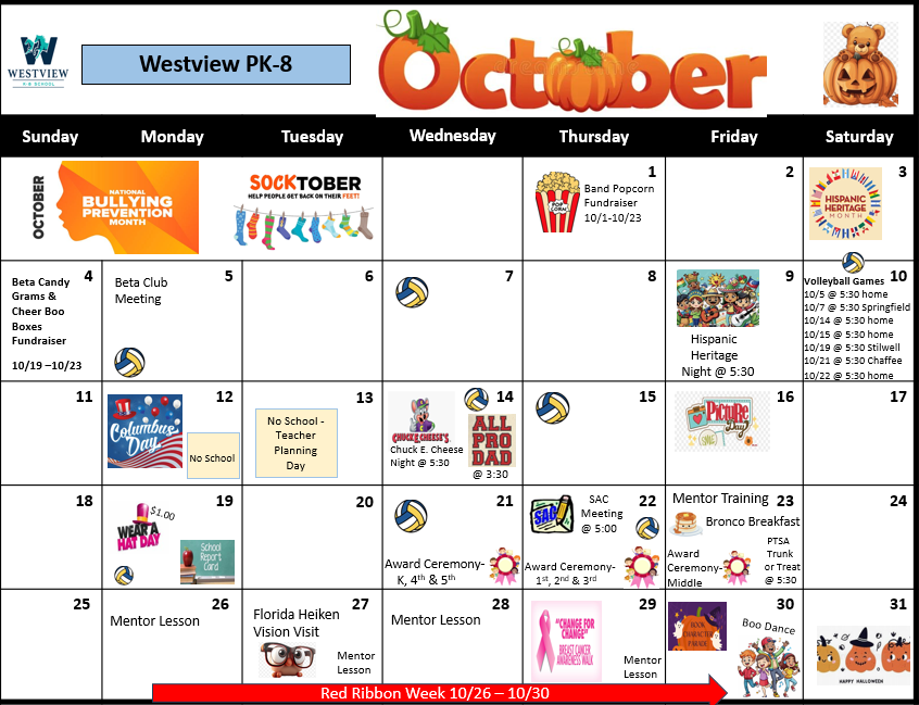 October calendar