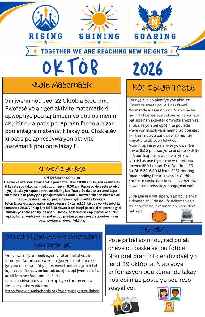 Document with sections for 'RISING SHINING SOARING', 'OKTOB 2026', 'Nusit Matematik', 'Kof o Swa Trete', and 'Von Set Pe Skepikon-konsentrasyon'.
