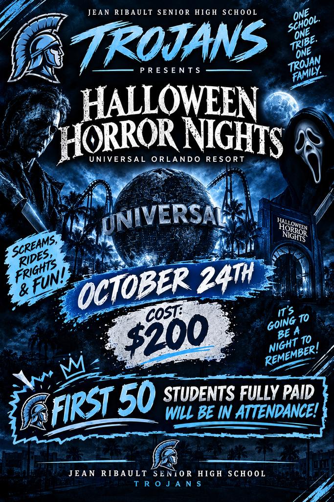 Advertisement poster for Halloween Horror Nights at Universal Orlando Resort. It includes text, spooky images, and a date.