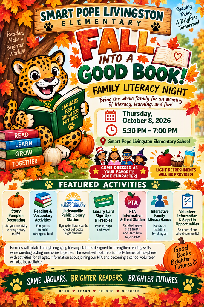 Fall Into A Book - Literacy Family Night 5:30-7pm