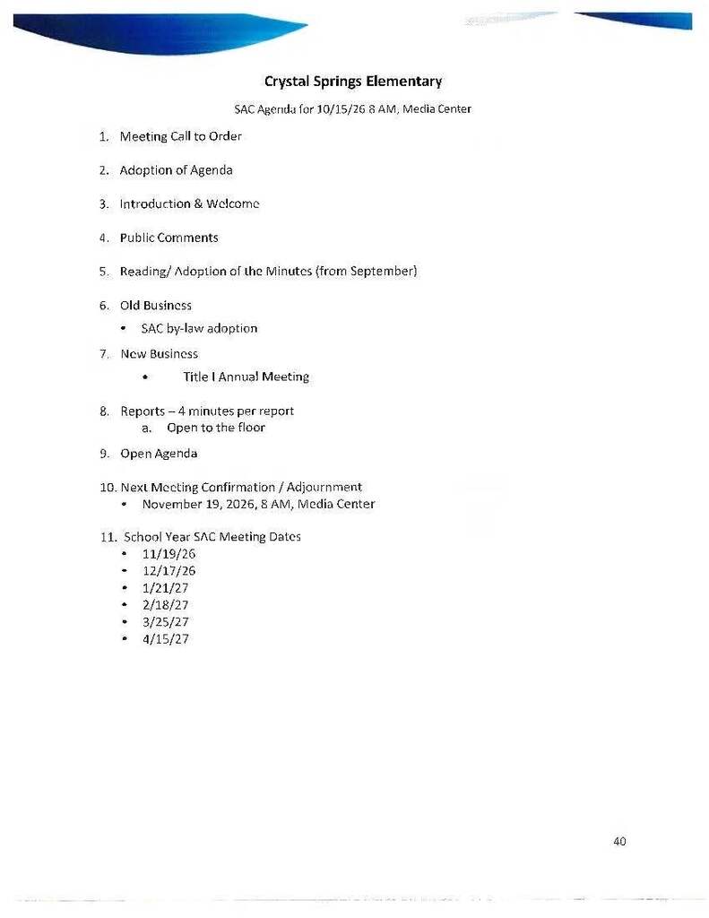 October SAC Agenda