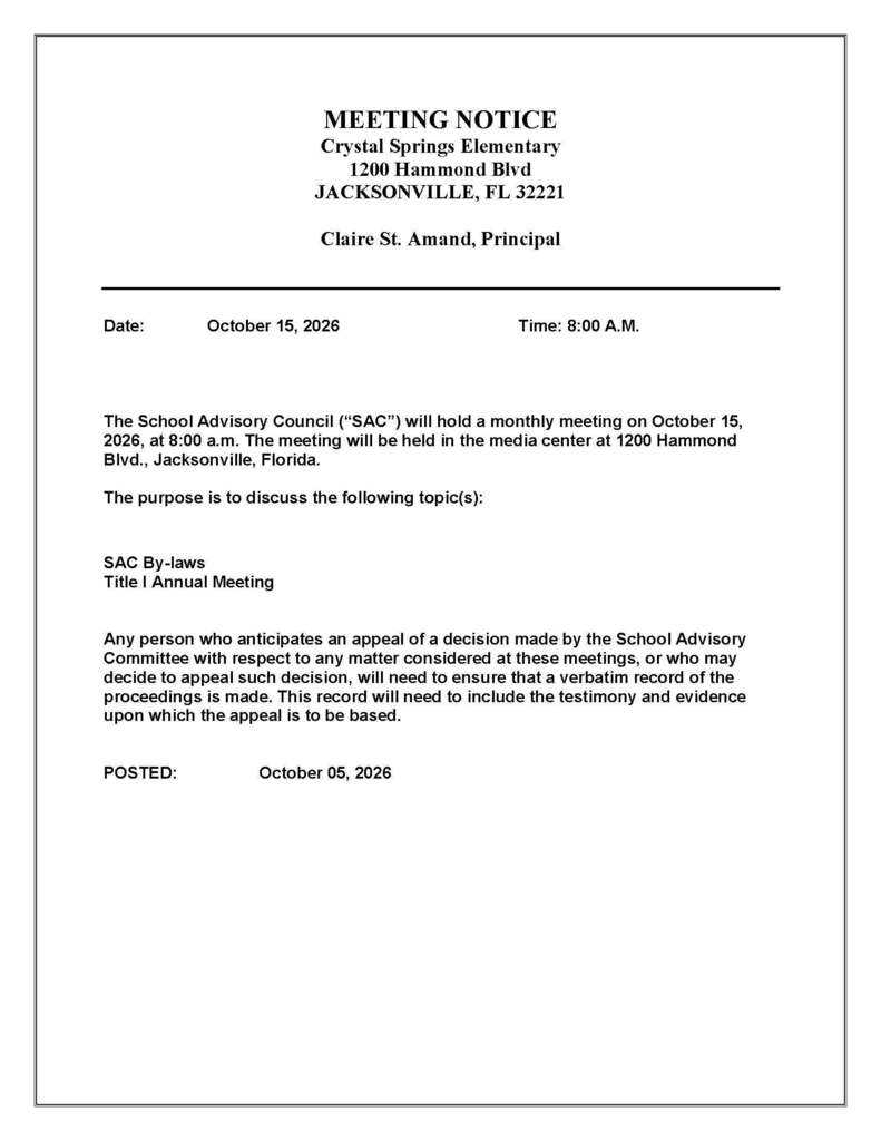 SAC Meeting Notice