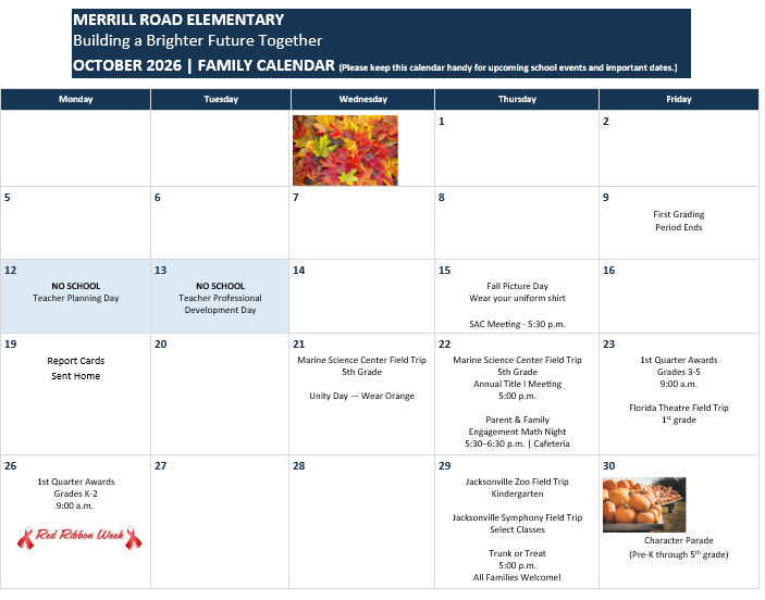 October Calendar 
