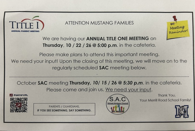 Annual Title One Meeting and SAC Meeting 