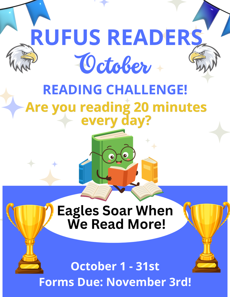Image of a book sharing the rufus readers reading challenge for students.