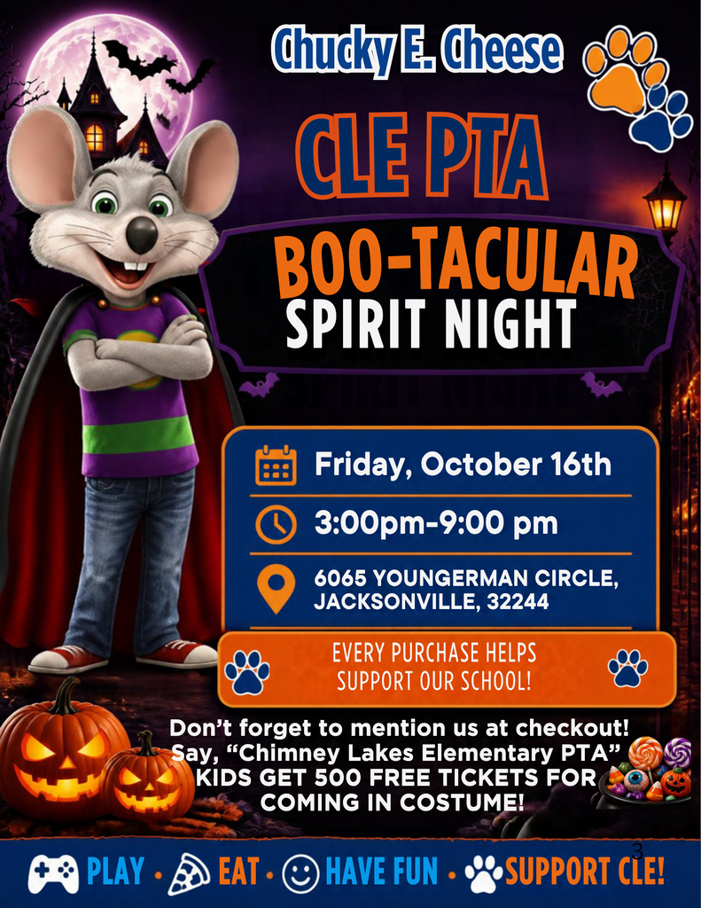 Event poster showing a mascot in a vampire cape with details like date, time, and location. Background includes pumpkins and a castle.