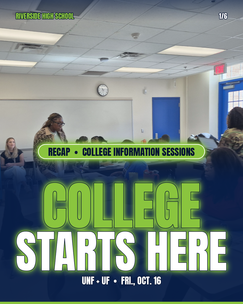 Classroom with people sitting and standing. A person stands at the front near a whiteboard. Green and white text reads "College Starts Here".