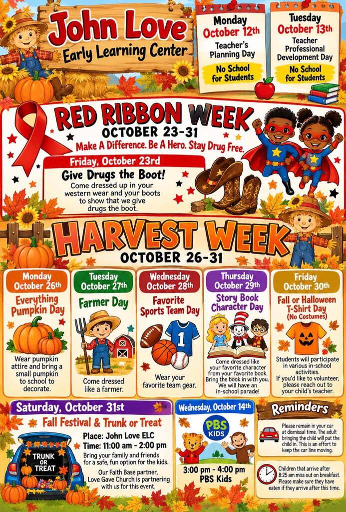 Flyer regarding all fall events.