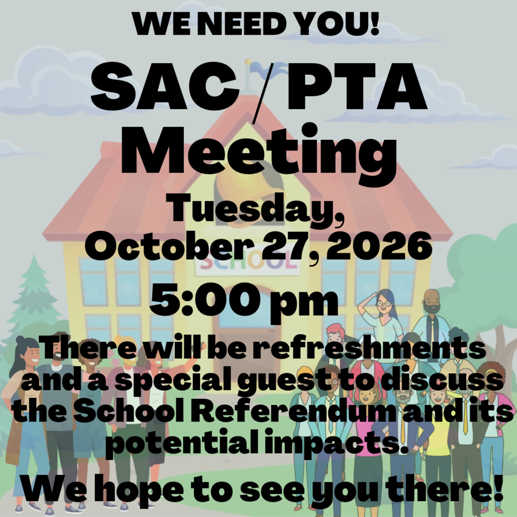 SAC / PTA Meeting tomorrow at 5 pm