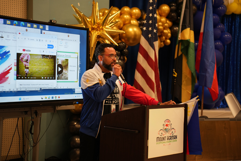 Principal Williams giving opening message